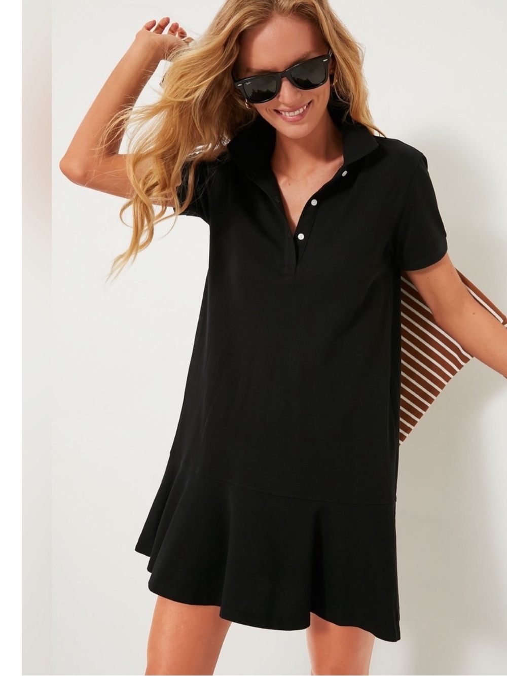 Tuckernuck Dress Pique May Polo Cotton Mini in Black